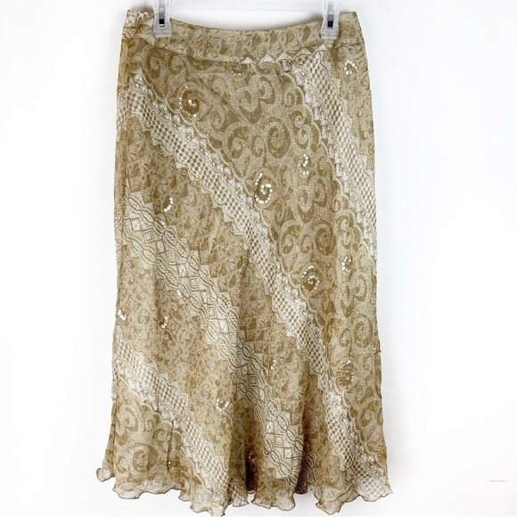 Vintage Laura Ashley 100% Silk Maxi Skirt Sheer Fairy Cottagecore 10 Peasant - Picture 1 of 13